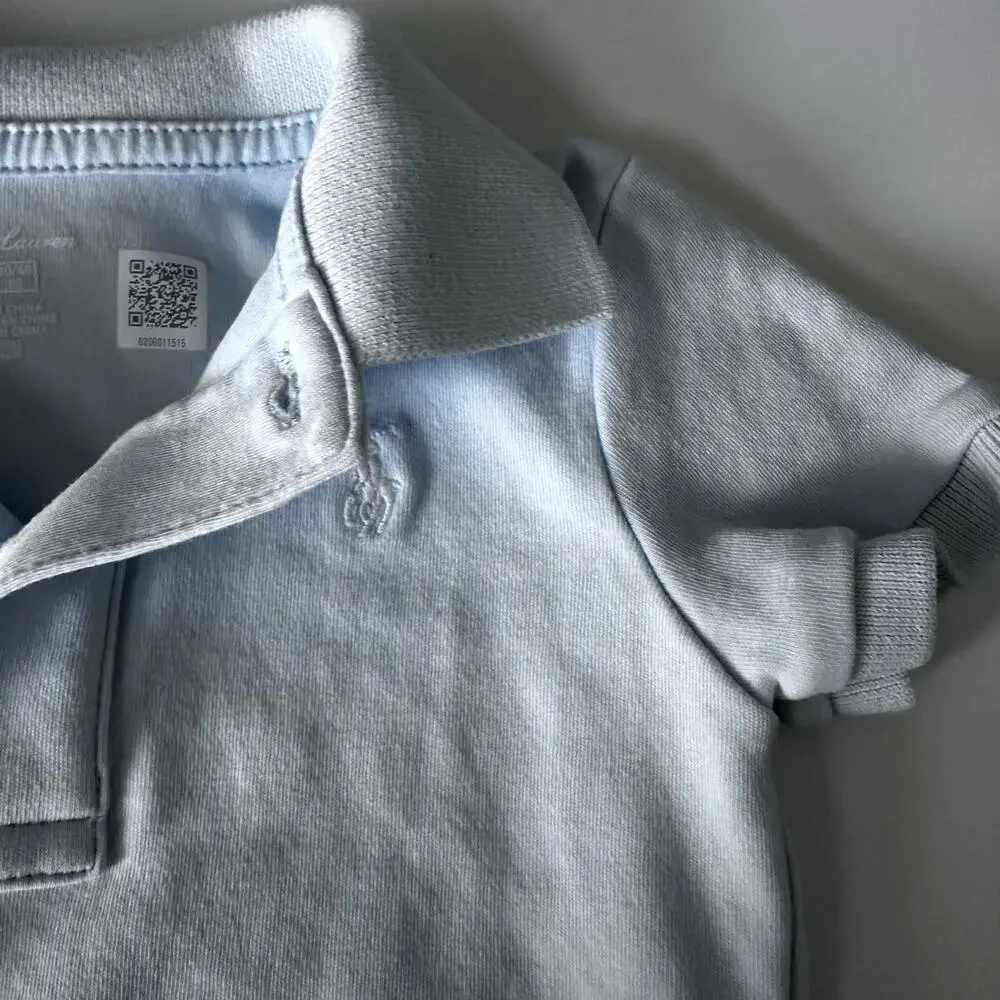 Ralph Lauren Light Blue Collared Short Sleeve Bodysuit 12 months